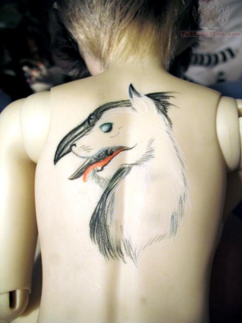 Fox Crow Tattoo On Back