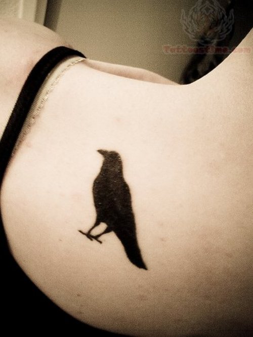 Black Crow Tattoo On Back