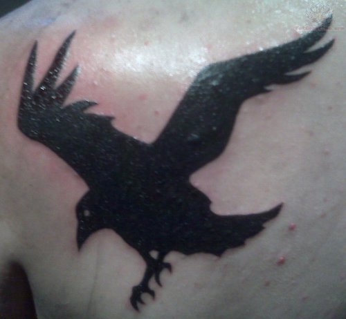 Flying Black Crow Tattoo