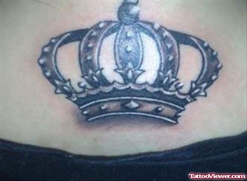 Crown Tattoo On Upper Back