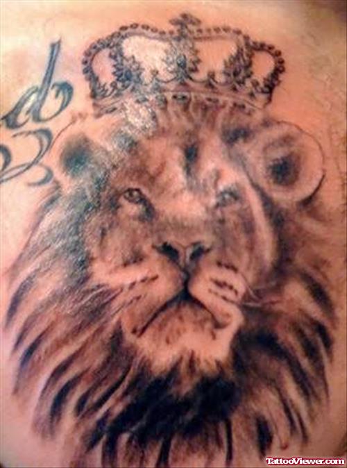 Beautifull Crown On Lion Head Tattoo