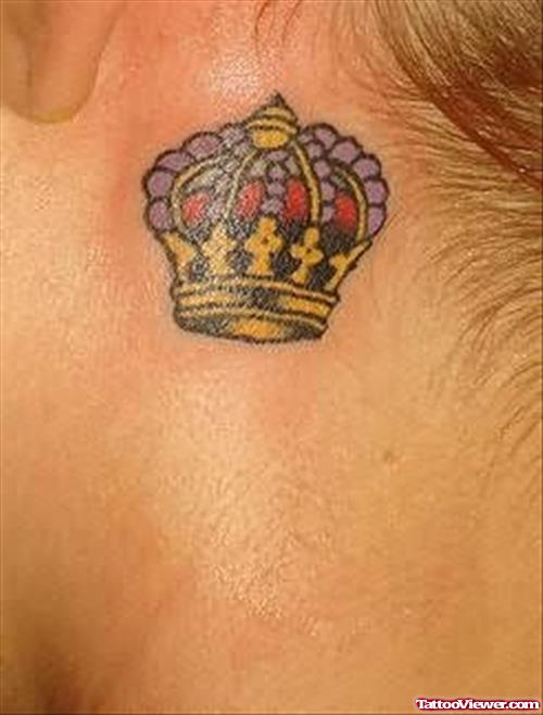 Crown Tattoo On Back Ear