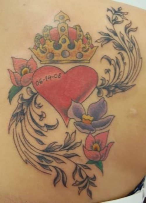 Lovely Heart Crown Tattoo