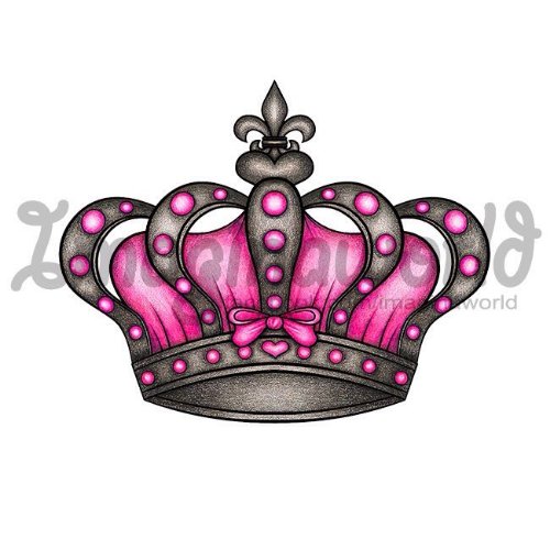Pink Queen Crown Tattoo Design