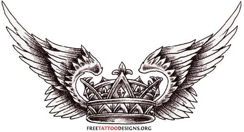 Winged Crown Tattoos Design