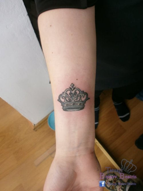 Crown Tattoo On Right Forearm