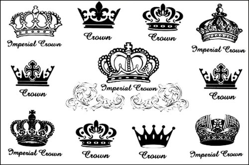 Grey And Black Crown Tattoos Designs