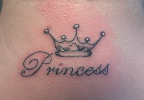 Princess Crown Tattoo On Nape