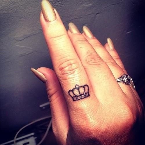 Small Crown Tattoo On Finger
