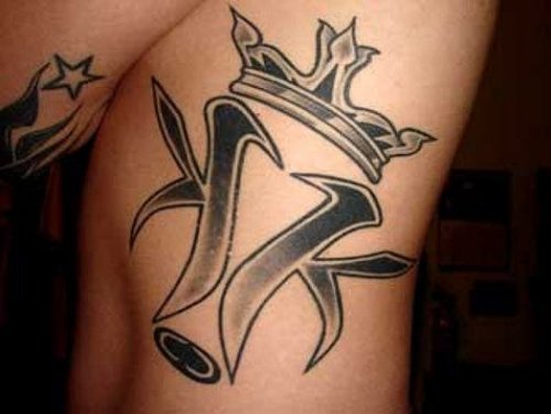 Crown Tattoo On Man Left Side