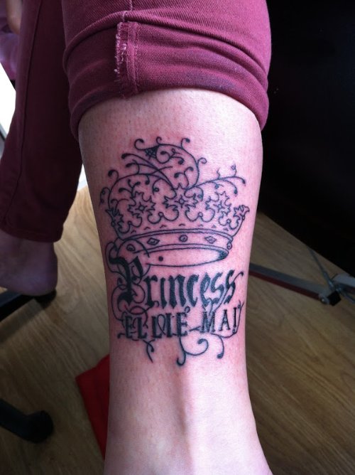 Princess Crown Tattoo On Leg