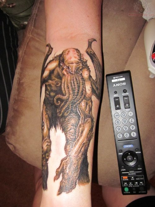 Ugly Cthulhu Tattoo On Arm
