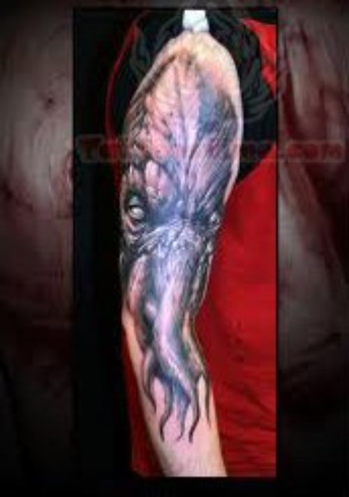 Cthulhu Tattoo On Right Arm