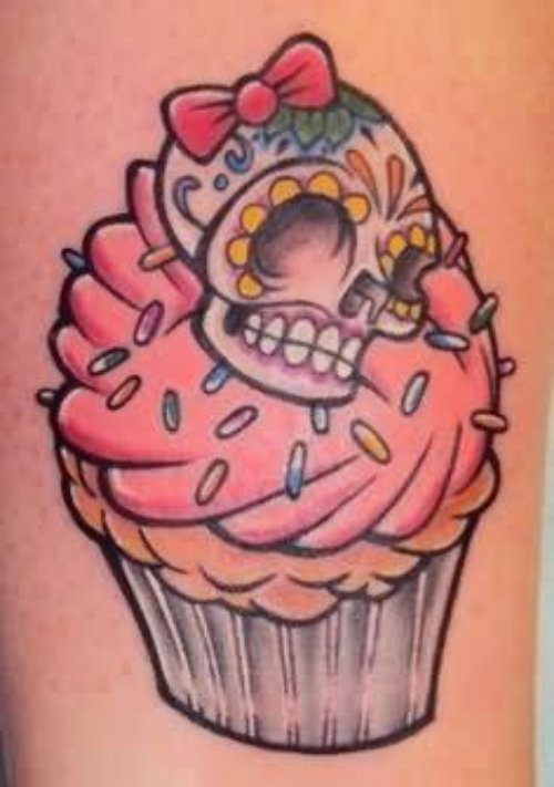 Sugar Skull Cupcake Tattoo