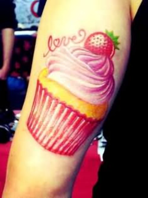Nice Cupcake Tattoo On Sleeve