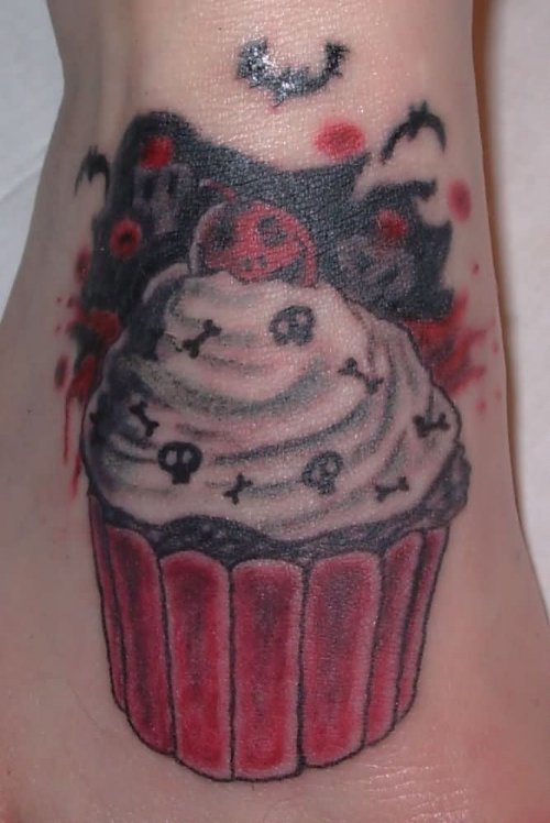 Cupcake Tattoos On Right Foot