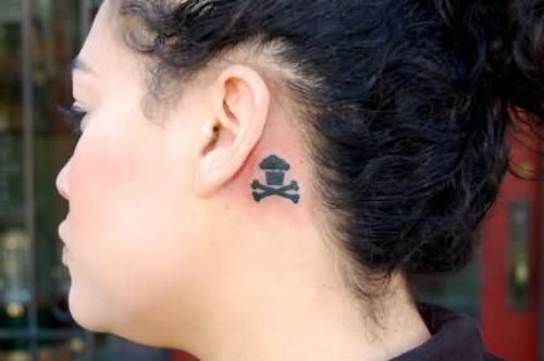 Danger Cupcake Tattoo Behind Ear