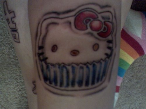 Hello Kitty Head Cupcake Tattoo