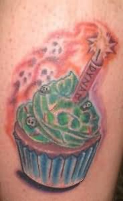 Color Ink Evil Cupcake Tattoo