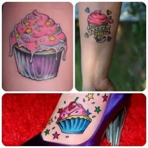 Beautiful Colored Cupcake Tattoos