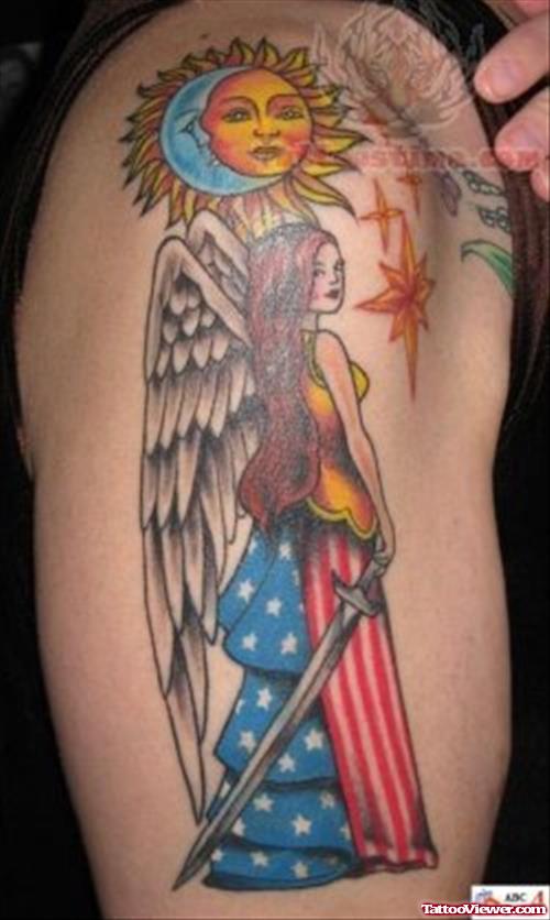 Colorful Angel Tattoo