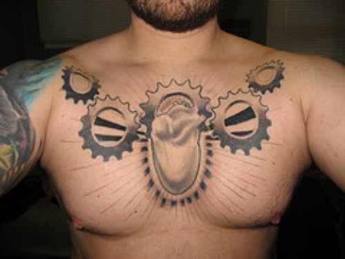 Cycle Parts Tattoo On Chest