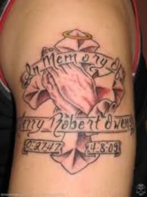 Praying Hands And Dad Tattoo
