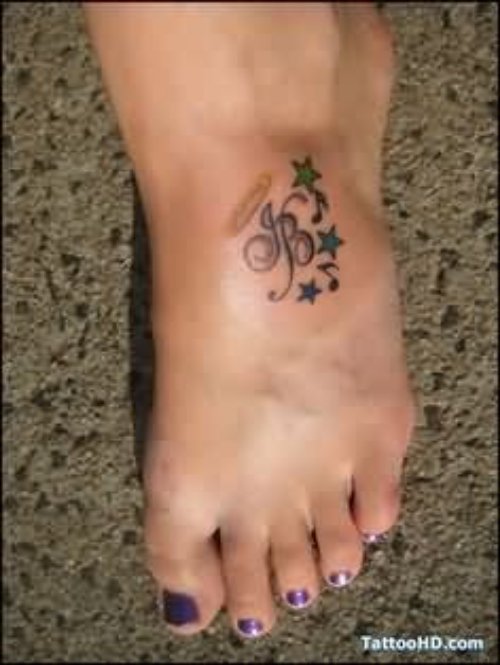 Left Foot Stars And Dad Tattoo