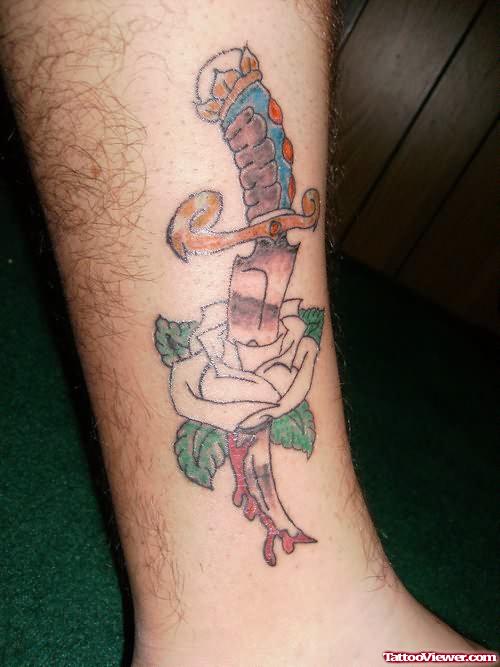 Dagger Tattoo On Ankle