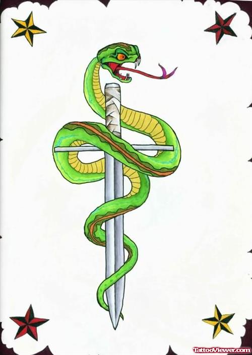 Dagger and Snake Tattoo Design Sample