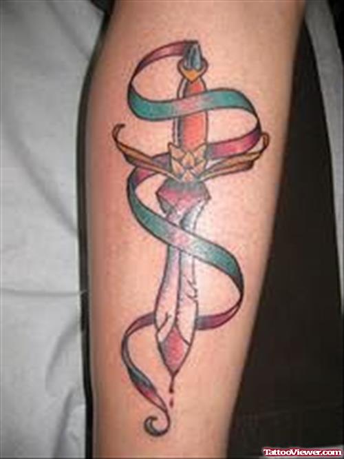 Amazing Dagger Tattoo On Arm
