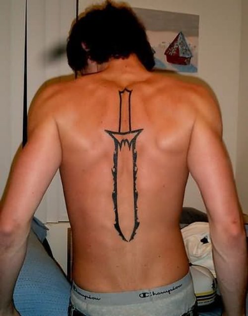 Dagger Knife Tattoo On Back