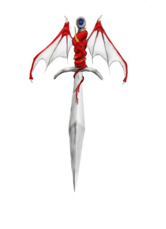 Devil Wings Dagger Tattoo Design