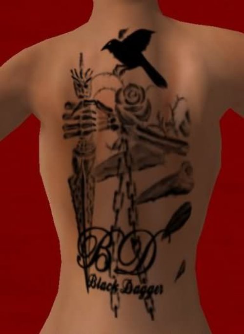 Back Body Dagger Tattoo