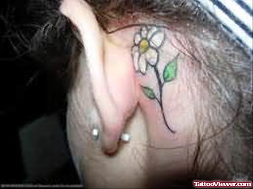 Daisy Tattoo Behind Ear