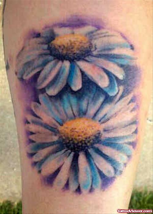 Blue Daisy Flower Tattoo