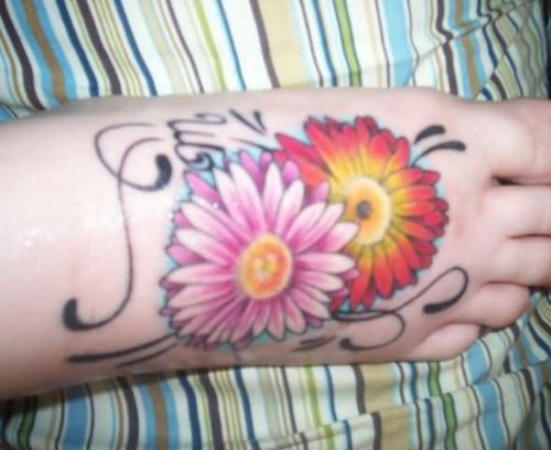 Gerber Daisy Foot Tattoo