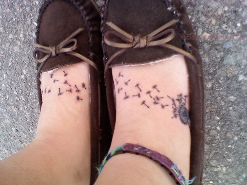 Dandelion Tattoos On foot