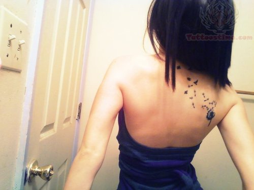 Upperback Dandelion Tattoo For Girls