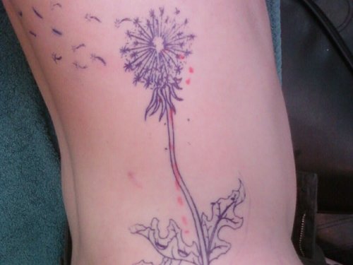 Dandelion Flower Blowing From Puff Tattoo