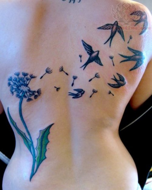 Dandelion Back Body Tattoo