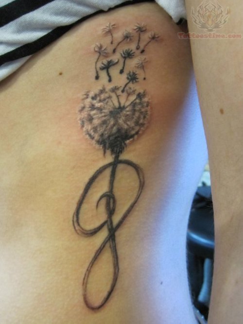 Side Rib Stylish Dandelion Tattoo
