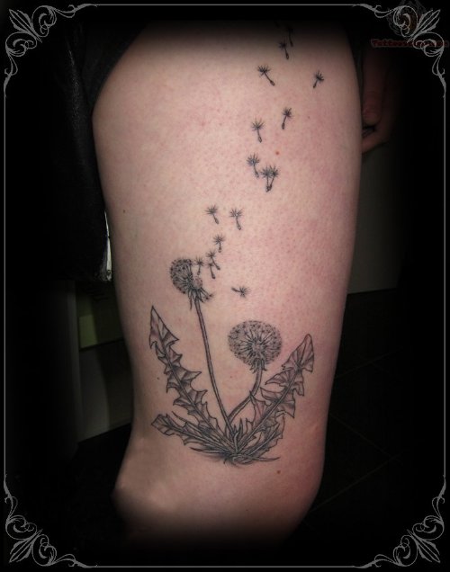 Dandelion Tattoo On Thigh