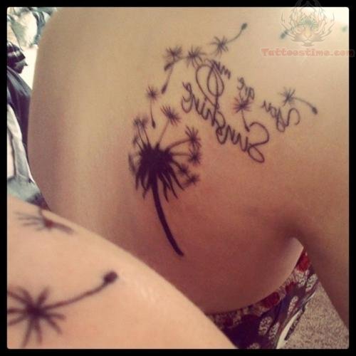 Dandelion Puff Tattoo On Girl Back