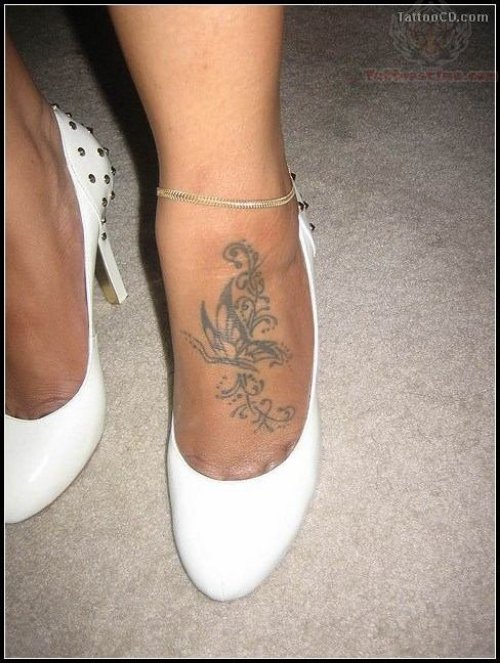 Dandelion Tattoo On Girl foot