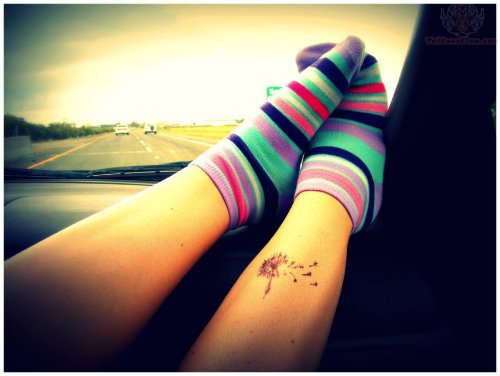Dandelion Tattoo On Leg
