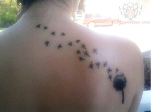 Dandelion Back Shoulder Girl Tattoo
