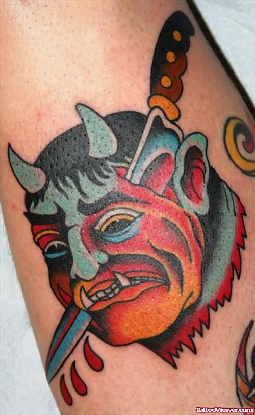 Devil Dead By Knife Tattoo