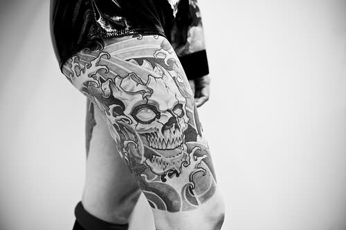 Death Tattoo on Thigh