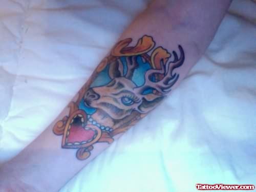 My New Deer Tattoo On Arm